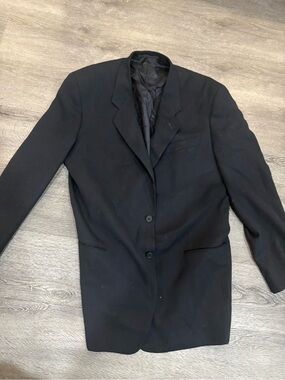 Giorgio Armani Black Two-Button Wool Blazer